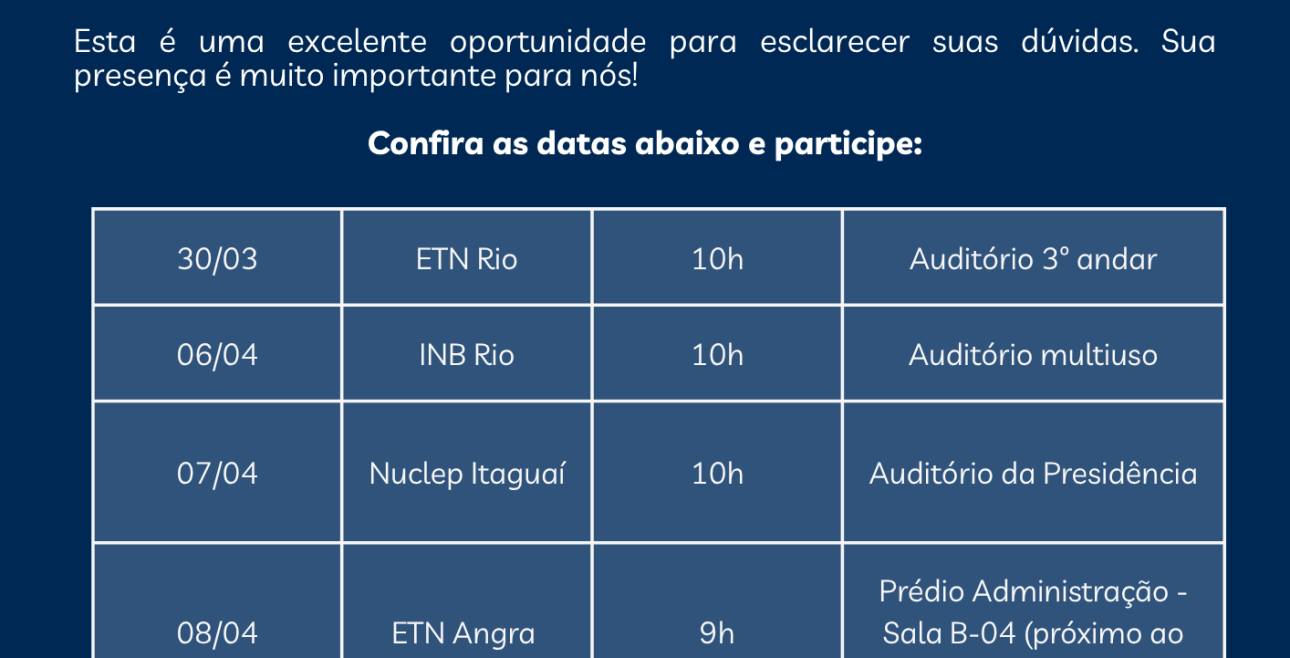 CONVITE: Calendário de apresentações da Diretoria Executiva nas Patrocinadoras